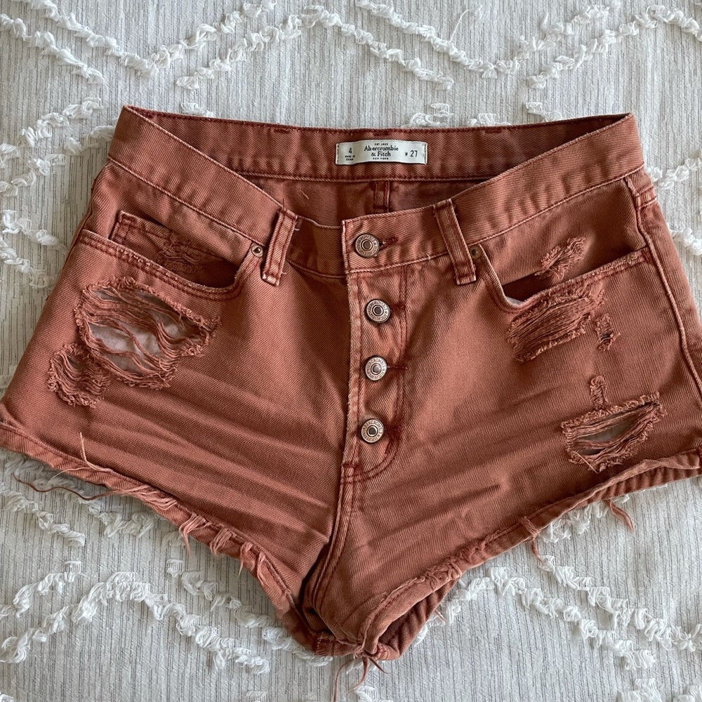 Brick high rise denim shorts Abercrombie